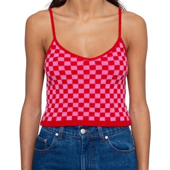 NWOT Pretty Garbage Checkered Knit Top - Picture 2 of 2